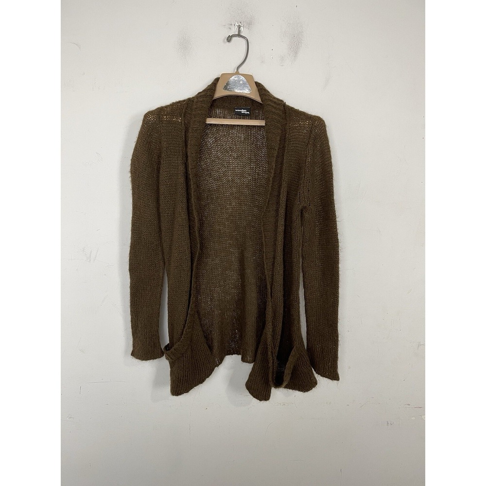 Wooden Ships Womens Cardigan Small Brown Fairy Grunge Wool Mohair Cozy Fuzzy‎